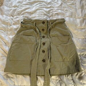 one clothing Olive-Green Elastic Waist Skirt